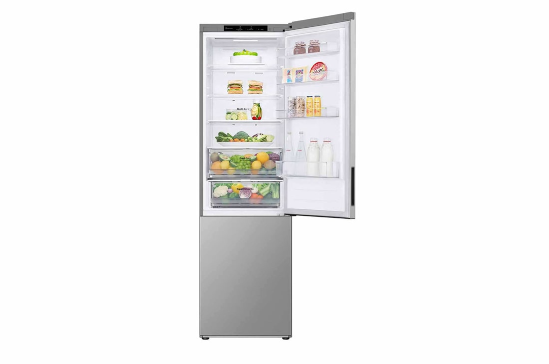 LG Combină Frigorifică LG, 387L, No Frost, Compresor Smart Inverter,  Door Cooling+™ , open door with food , GBV22NCCPY, thumbnail 4