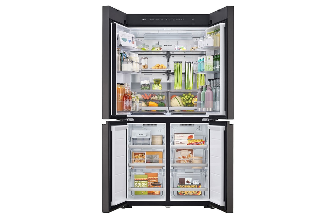 LG Frigider MoodUP™ LG, InstaView™, 617L, Linear Cooling™ , half door open without food , GMV960NNME, thumbnail 8