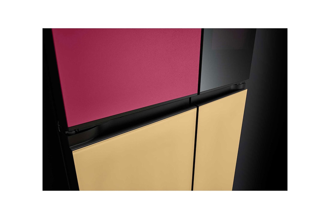 LG Frigider MoodUP™ LG, InstaView™, 617L, Linear Cooling™ , left door open with food , GMV960NNME, thumbnail 11