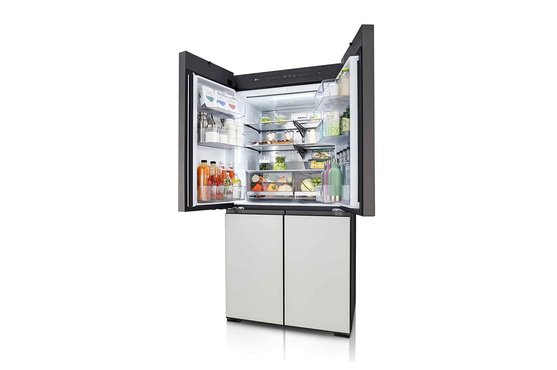 LG Frigider MoodUP™ LG, InstaView™, 617L, Linear Cooling™ , right  door open with food , GMV960NNME, thumbnail 12