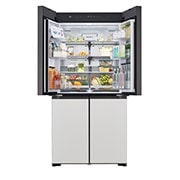 LG Frigider MoodUP™ LG, InstaView™, 617L, Linear Cooling™ , half door open with food , GMV960NNME, thumbnail 7