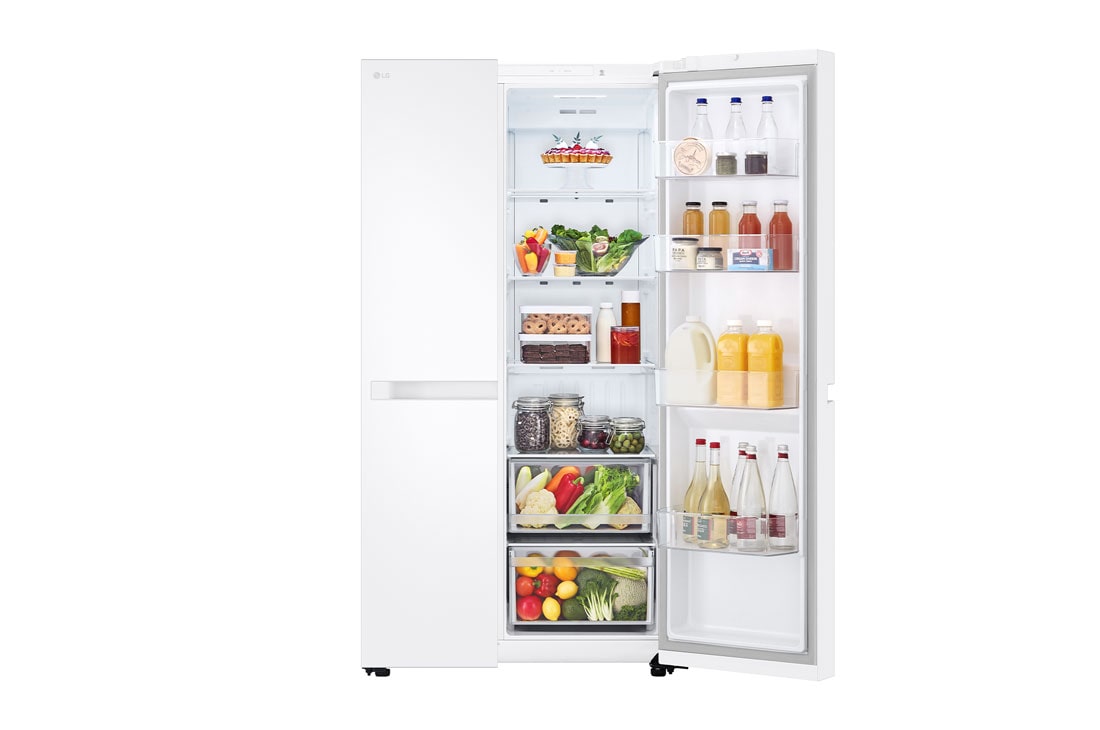 LG Side by Side LG, No Frost, 664 L, Compresor Smart Inverter, LINEARCooling™, front left open food, GSBC40SWPE, thumbnail 4