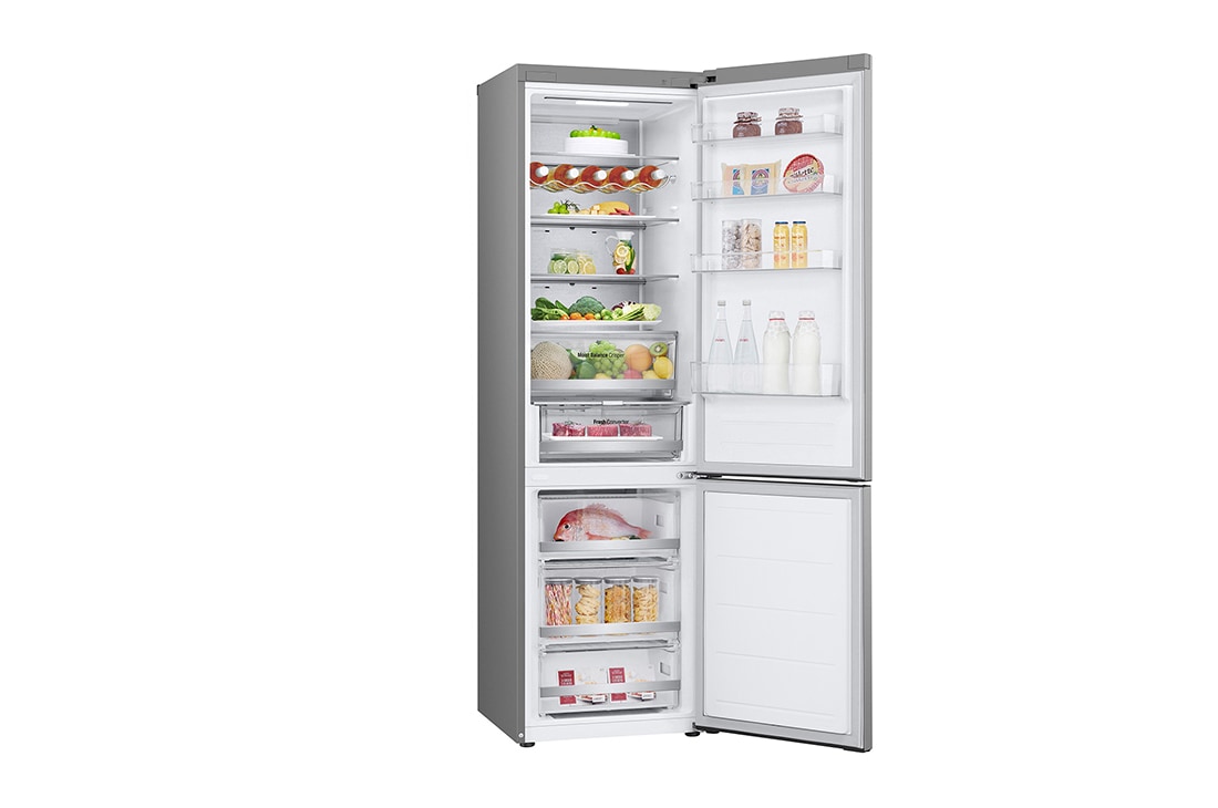 LG Combină Frigorifică LG, 387L, No Frost, LinearCooling™, Wi-Fi, Vedere din laterala stângă (plin cu alimente, ușa deschisă), GBV5250EPY, thumbnail 5