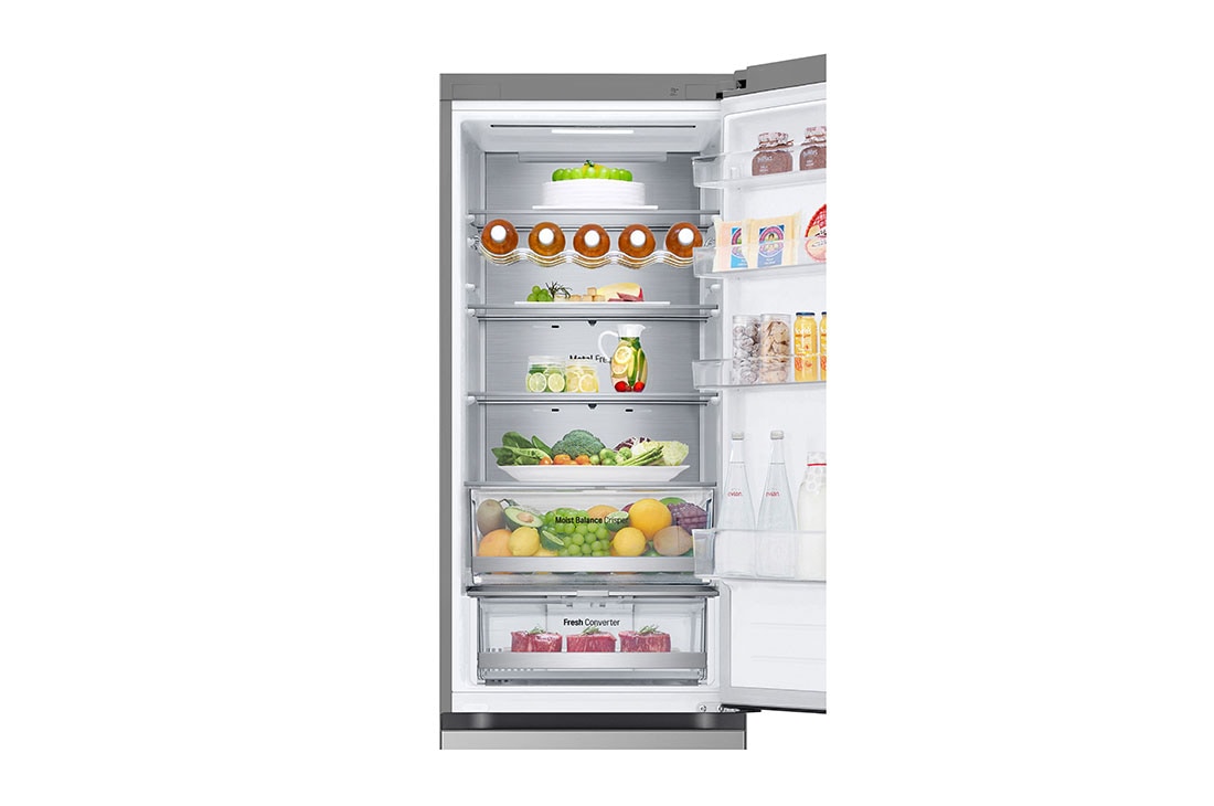 LG Combină Frigorifică LG, 387L, No Frost, Compresor Smart Inverter, DoorCooling+™, Wi-Fi, duct view with food stored, GBV5250DPY, thumbnail 8