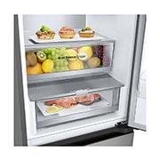 LG Combină Frigorifică LG, 387L, No Frost, Compresor Smart Inverter, DoorCooling+™, Wi-Fi, drawer view with food stored, GBV5250DPY, thumbnail 12