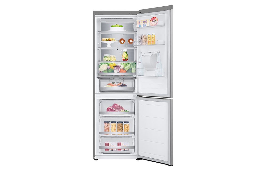 LG Combină frigorifică LG, 343L, No Frost, Compresor Smart Inverter, DoorCooling+™, Wi-Fi, open door front view with food , GBF7172DPY, thumbnail 2