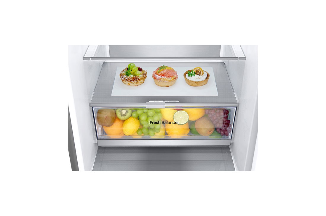 LG Combină Frigorifică LG, 387L, No Frost, Compresor Smart Inverter, DoorCooling+™, Wi-Fi, Duct view with food, GBV7270CPY, thumbnail 6