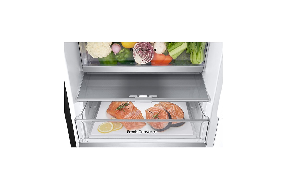 LG Combină Frigorifică LG, 387L, No Frost, Compresor Smart Inverter, DoorCooling+™, Duct view with food, GBV7280AEV, thumbnail 7