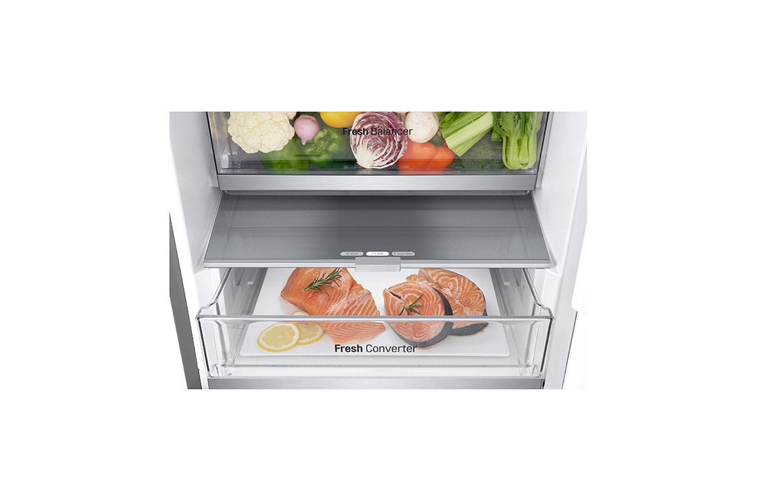 LG Combină Frigorifică LG, 387L, No Frost, Compresor Smart Inverter, DoorCooling+™, Duct view with food, GBV7280AMB, thumbnail 7