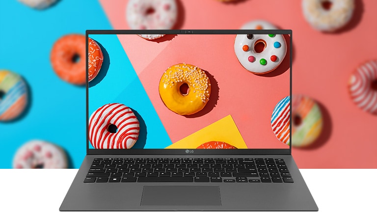 Acesta arată paleta cromatică largă DCI-P3 99% (tip.) cu inele vii și colorate pe ecran.