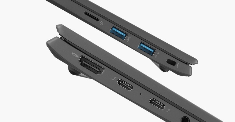 Arată partea laterală a dispozitivului gram pentru a expune porturile Thunderbolt™ 4.