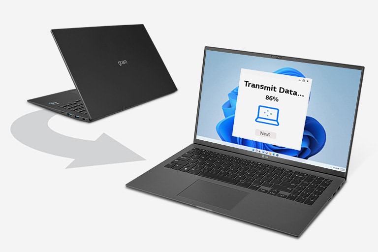 Arată faptul că datele sunt migrate de pe laptopul anterior către dispozitivul gram.