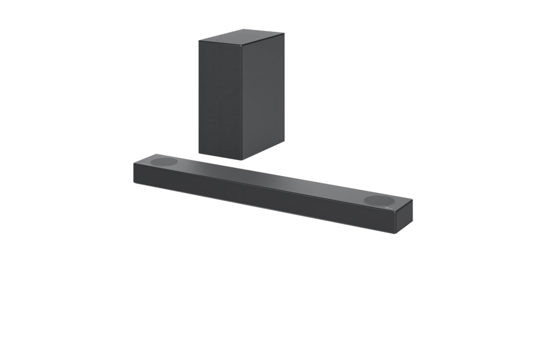 LG Soundbar LG S75Q, Vedere în diagonală cu difuzorul spate și bara de sunet, S75Q, thumbnail 2