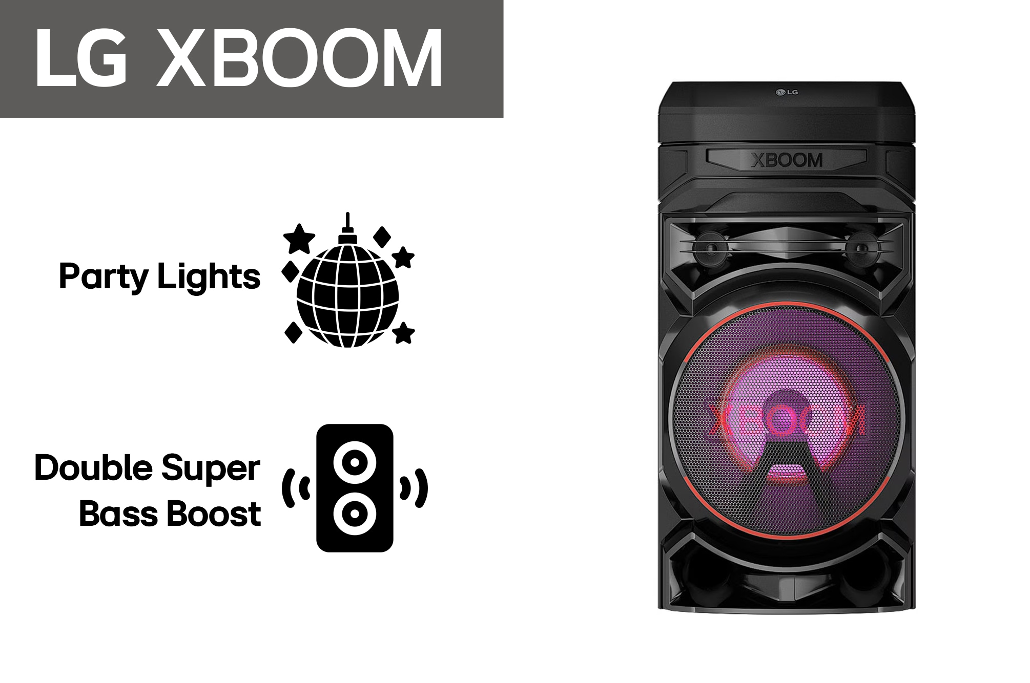 LG XBOOM RNC5, vedere frontală, RNC5