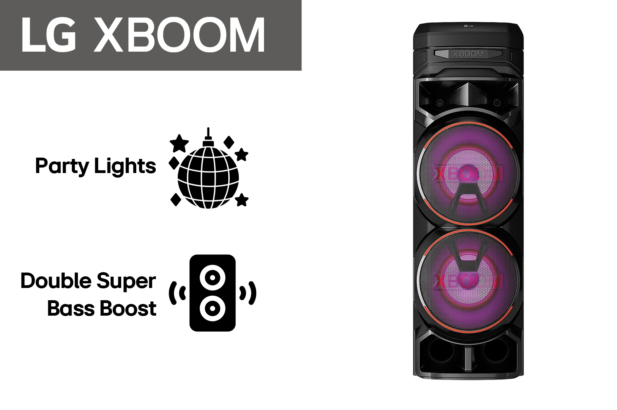 LG XBOOM RNC9, vedere frontală, RNC9