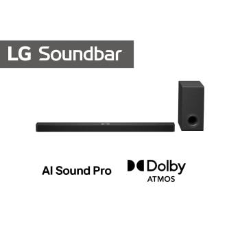 Vedere în unghi a soundbar-ului LG S90TY și a subwooferului7