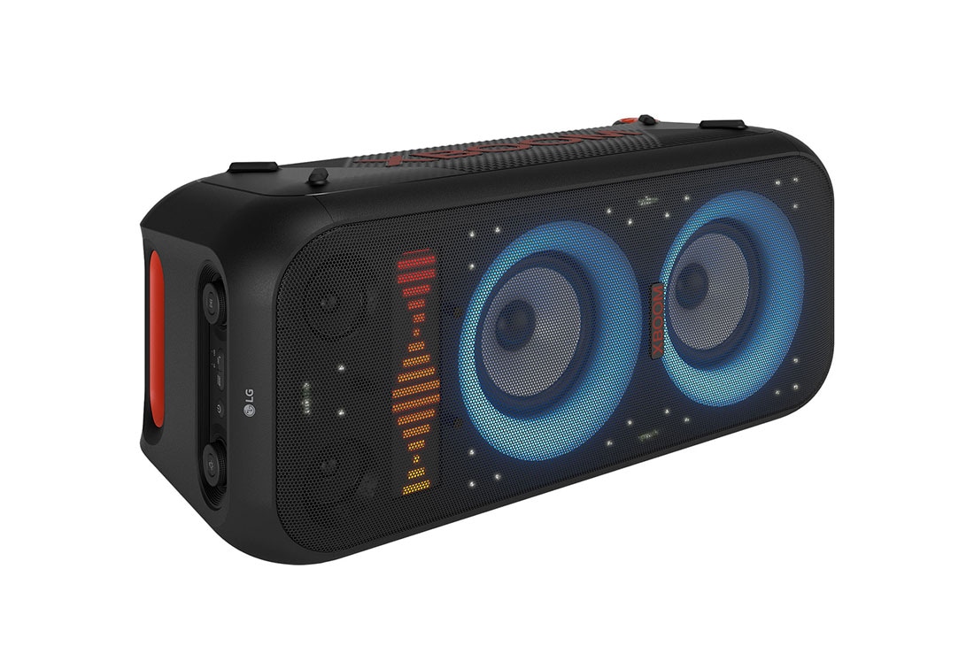 LG XBOOM XL9T, Vedere horizontală a produsului, cu toate luminile aprinse., XL9T, thumbnail 11