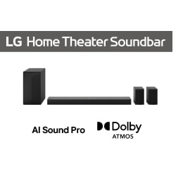 Vedere frontală a barei de sunet LG S70TY și a subwooferului