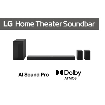 Vedere frontală a barei de sunet LG S70TY și a subwooferului