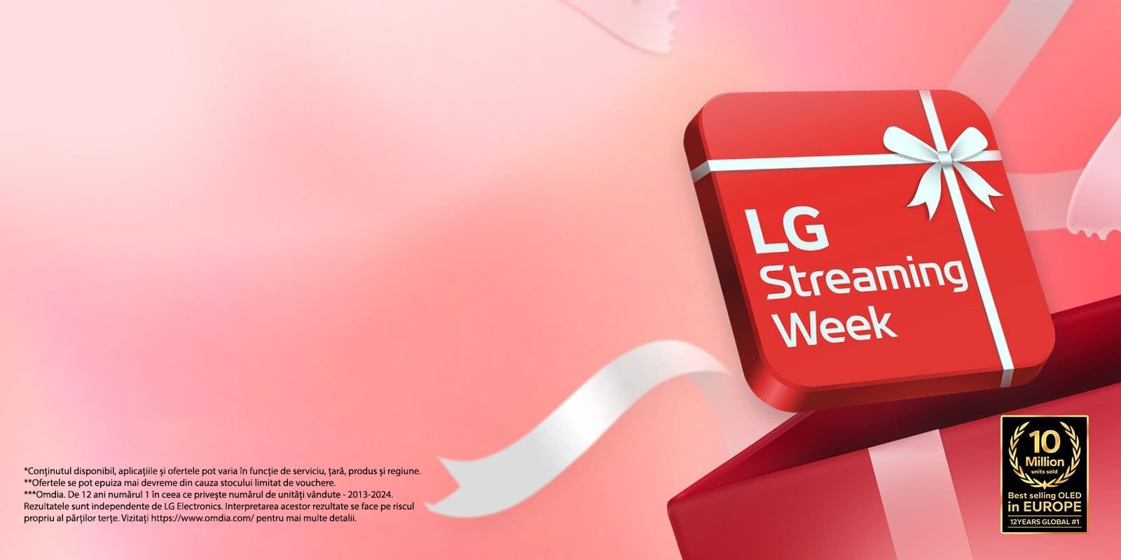 O cutie roșie este plasată cu textul „LG Streaming Week” pe ea.