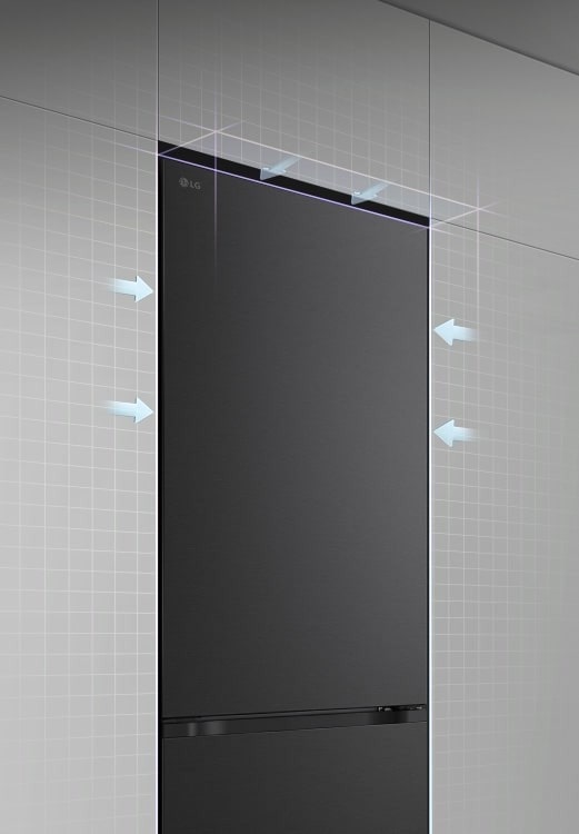 Frigiderul LG cu congelator inferior (GBBW726AEV) complet deschis