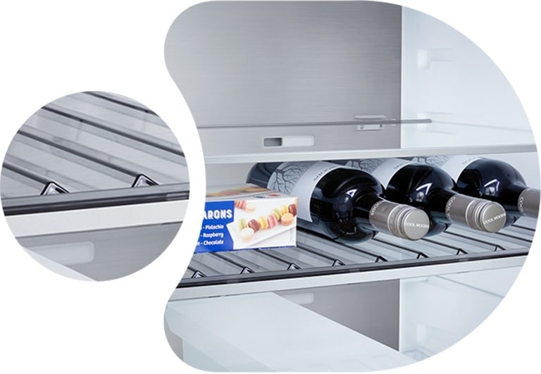 Prim-plan al frigiderului LG cu congelator inferior (GBBW726AEV)