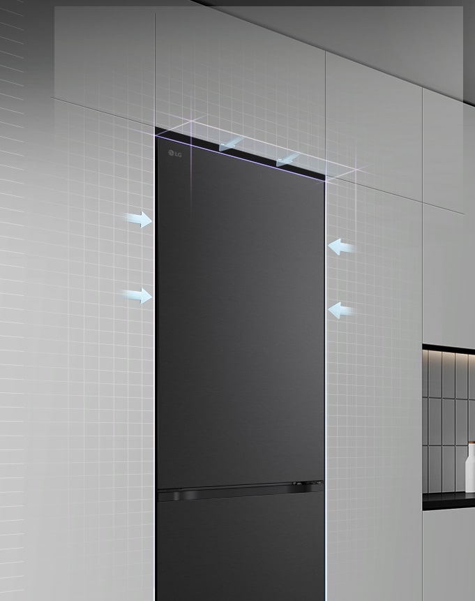 Frigider LG cu congelator inferior (GBBW726AEV) instalat la nivel