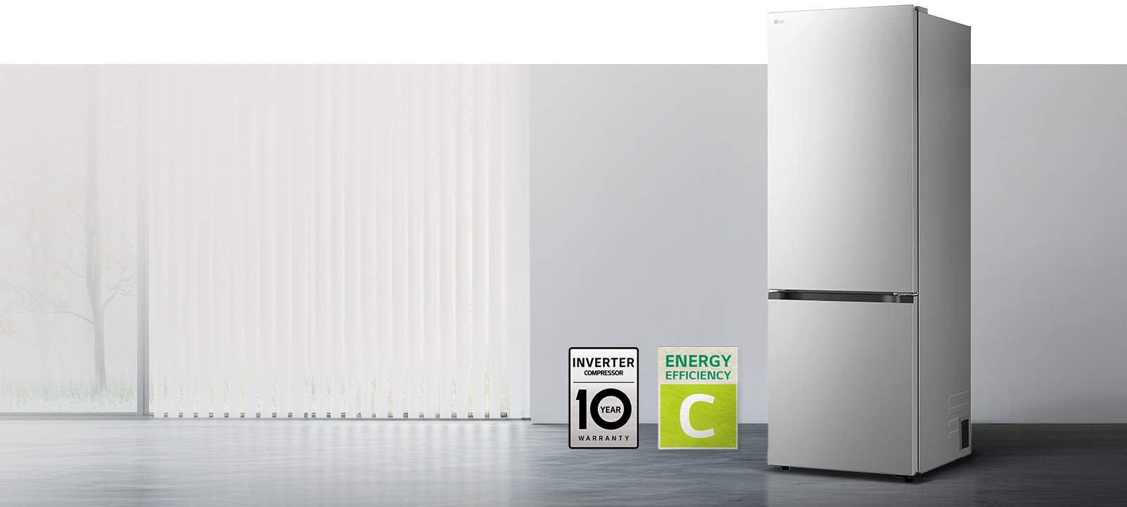 Frigiderul LG cu congelator inferior (GBBW726AEV), în finisaj negru mat,