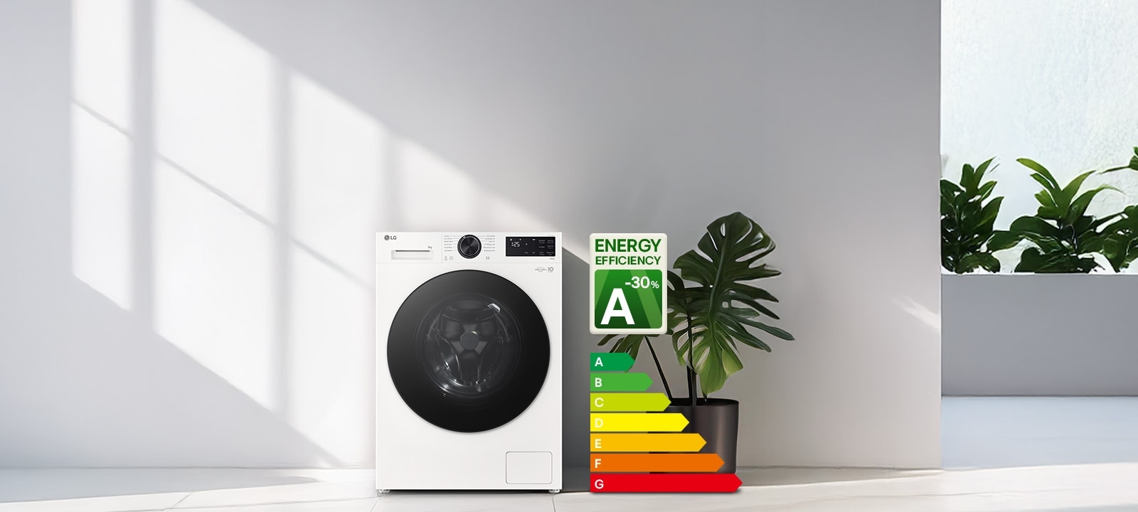 Datorită timpilor de încălzire și spălare eficienți, corelați cu un algoritm avansat, consumul tău de energie este redus cu 30%