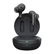 LG TONE Free FP8, Image with earbuds floating over a opened cradle., TONE-FP8, thumbnail 1