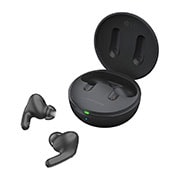 LG TONE Free FP8, Cradle is open in a side angle of 15 degrees, and both sides of the earbuds are placed in front of it., TONE-FP8, thumbnail 14