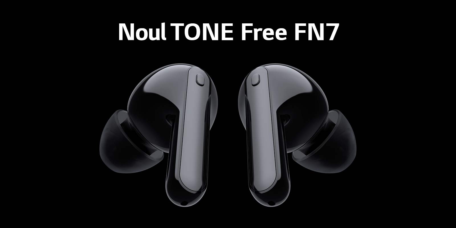 Two earbuds are floating in the black background.