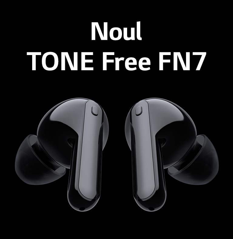 Two earbuds are floating in the black background.