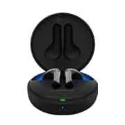 LG TONE Free FN7 , O vedere frontală a unui suport deschis cu iluminarea de ambianță aprinsă, HBS-FN7 Black, thumbnail 6