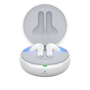 LG HBS-FN7 White, O vedere frontală a unui suport deschis cu iluminarea de ambianță aprinsă, HBS-FN7 White, thumbnail 6