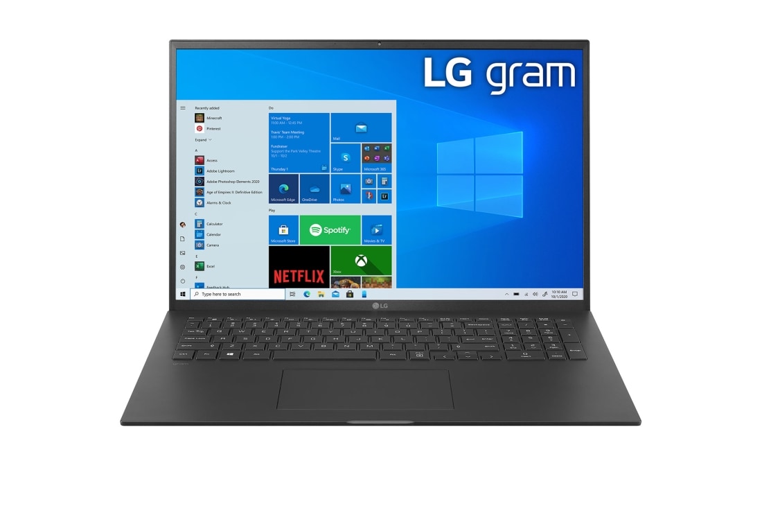 LG gram ultra-ușor, cu ecran de 17'' IPS 16:10  și platformă Intel® Evo™, Vedere frontală cu tastatură, 17Z90P-G.AA55H1, thumbnail 2