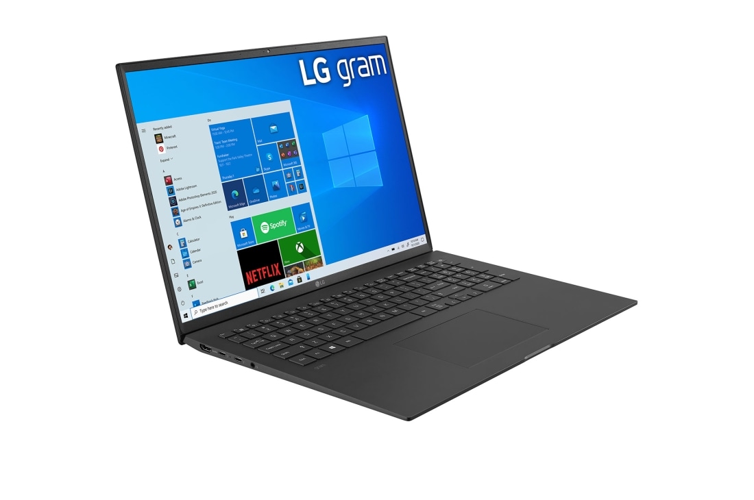 LG gram ultra-ușor, cu ecran de 17'' IPS 16:10  și platformă Intel® Evo™, Vedere laterală la -30 de grade cu capacul deschis, 17Z90P-G.AA55H1, thumbnail 3