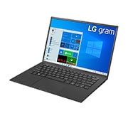 LG gram ultra-ușor, cu ecran IPS de 14'' 16:10  și platformă Intel® Evo™, Vedere laterală la -30 de grade cu capacul deschis, 14Z90P-G.AR52H1, thumbnail 4
