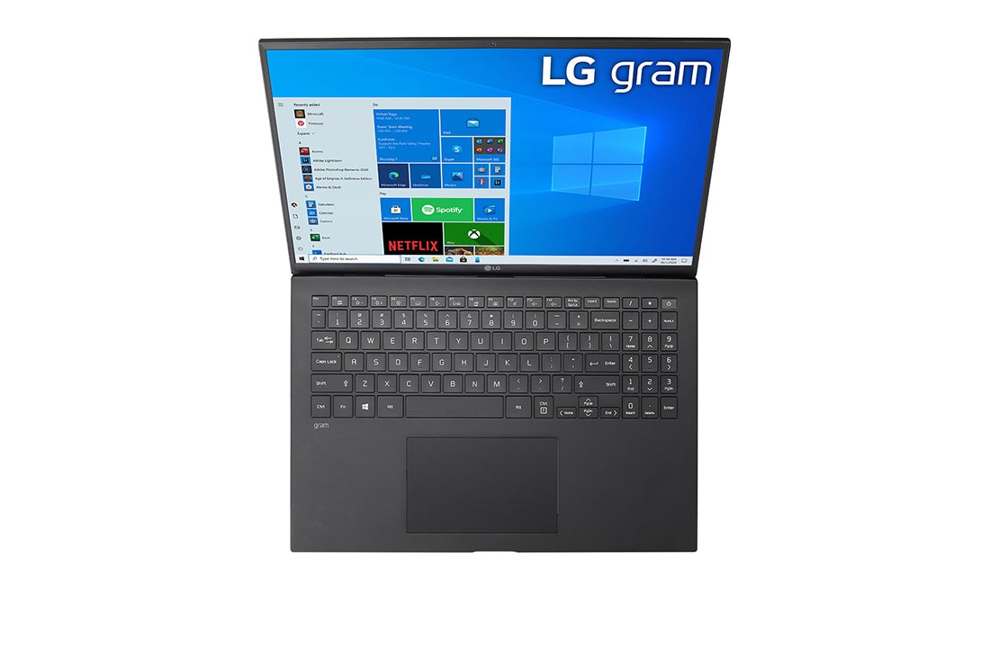 LG gram ultra-ușor, cu ecran de 16'' IPS 16:10  și platformă Intel® Evo™, Vedere de sus cu capacul deschis, 16Z90P-G.AA55H1, thumbnail 15