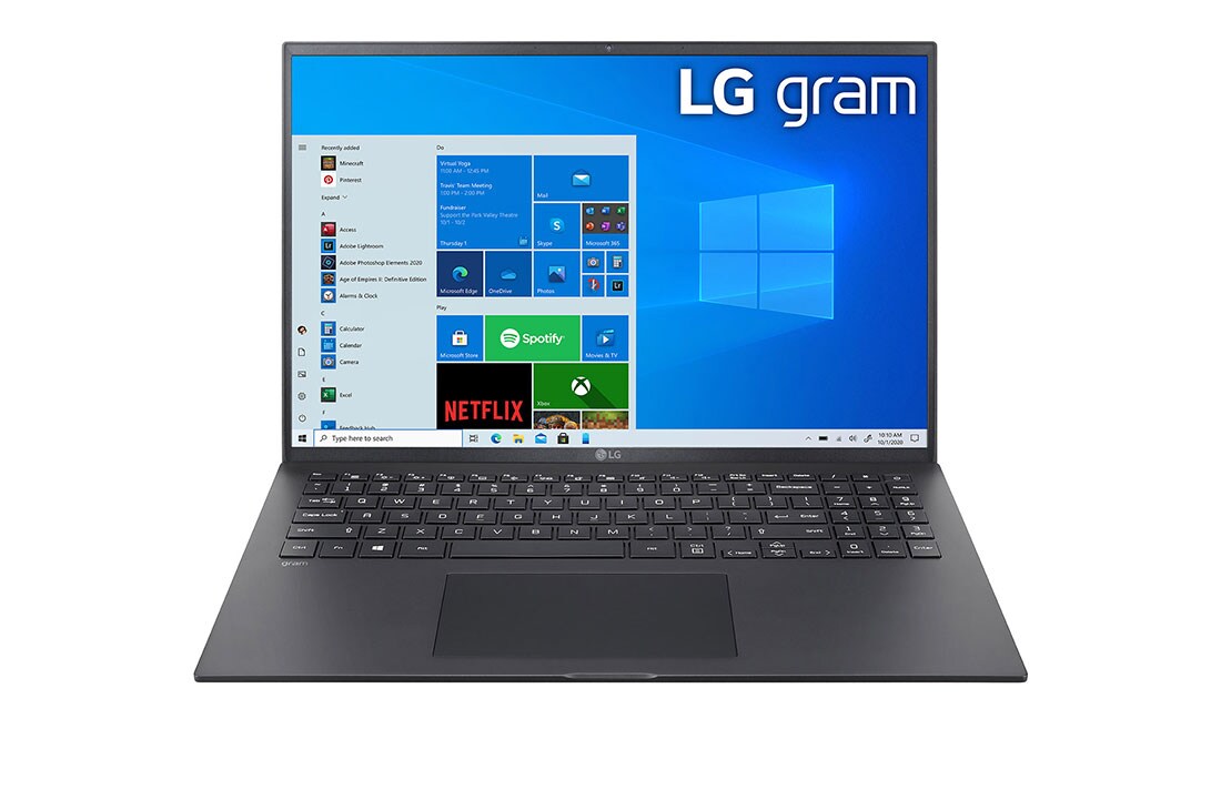 LG gram ultra-ușor, cu ecran de 16'' IPS 16:10  și platformă Intel® Evo™, Vedere frontală cu tastatură, 16Z90P-G.AA55H1, thumbnail 2