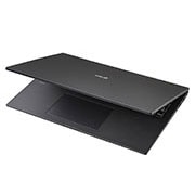 LG gram ultra-ușor, cu ecran de 16'' IPS 16:10  și platformă Intel® Evo™, Vedere laterală la -30 de grade cu capacul pe jumătate deschis, 16Z90P-G.AA55H1, thumbnail 9