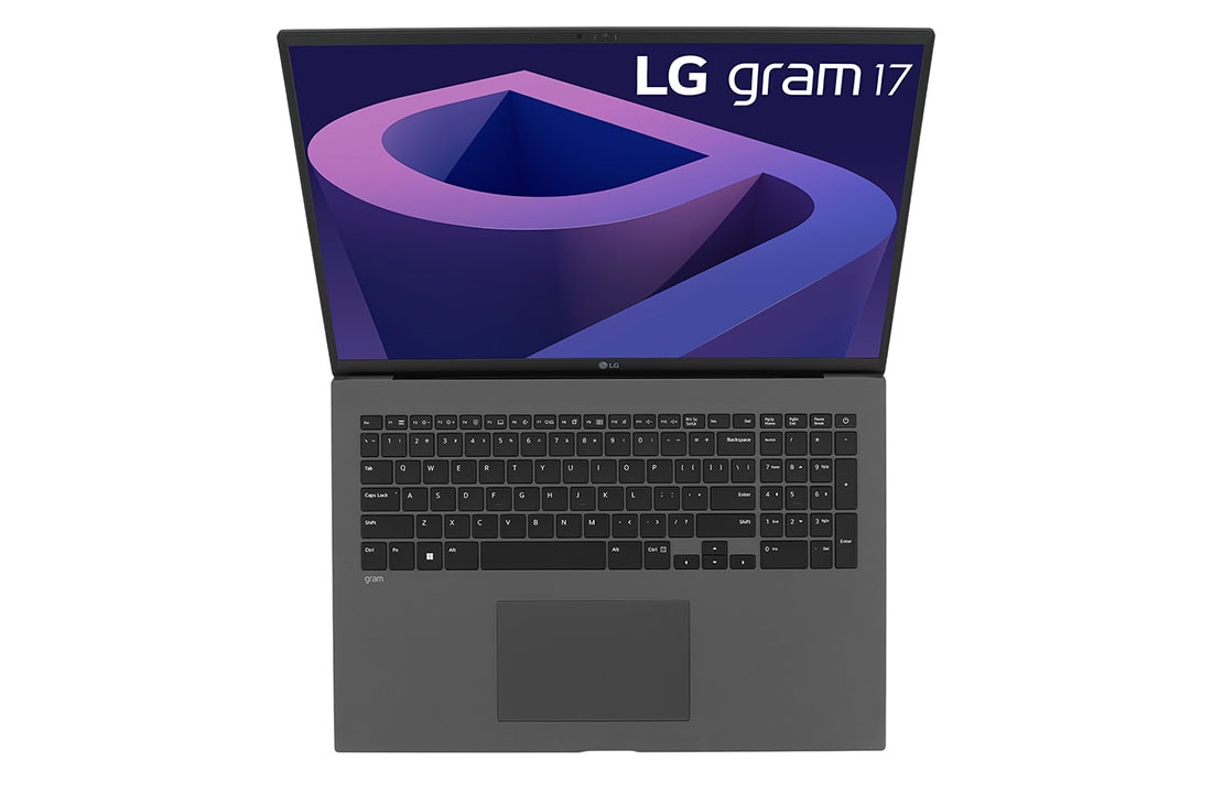 LG gram de 17” ultra-ușor cu 16:10 IPS afișaj anti-reflex și procesor Intel® Evo de a 12-a generație, Vedere de sus cu capacul deschis, 17Z90Q-G, thumbnail 15