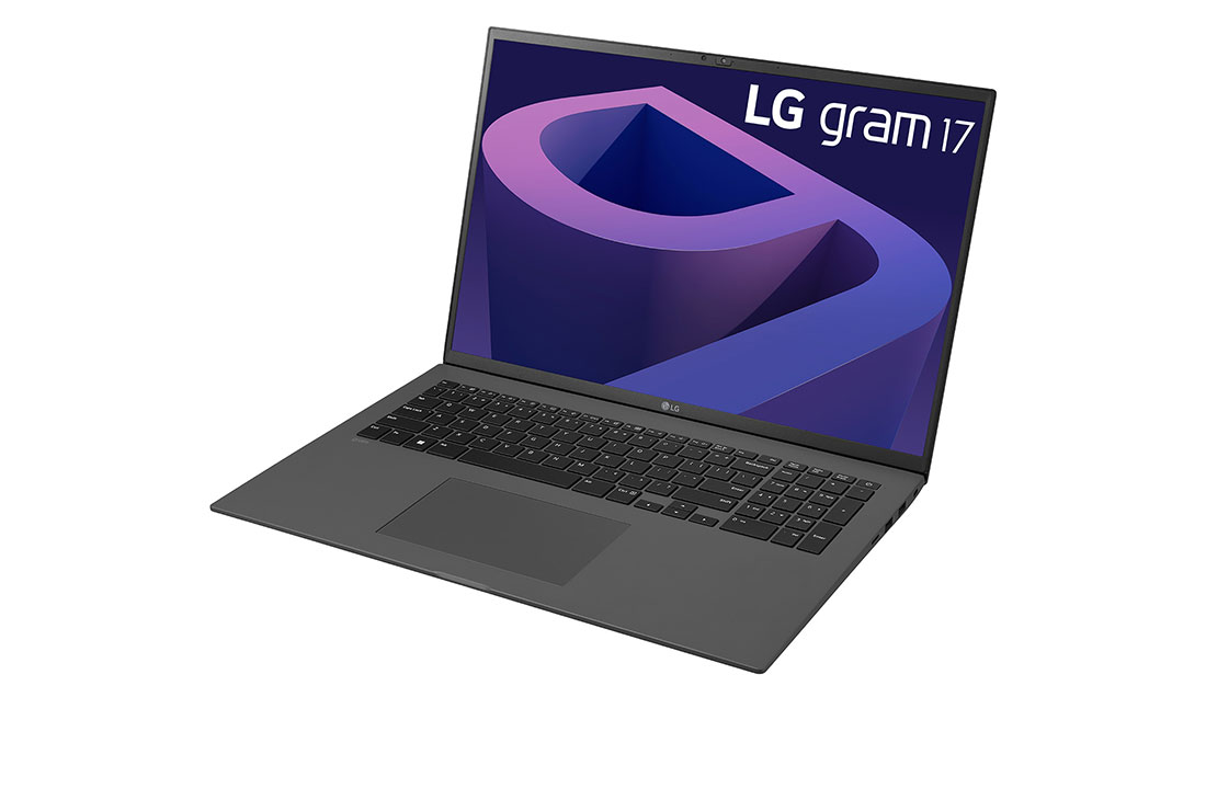 LG gram de 17” ultra-ușor cu 16:10 IPS afișaj anti-reflex și procesor Intel® Evo de a 12-a generație, Vedere laterală la -30 de grade cu capacul deschis, 17Z90Q-G, thumbnail 4