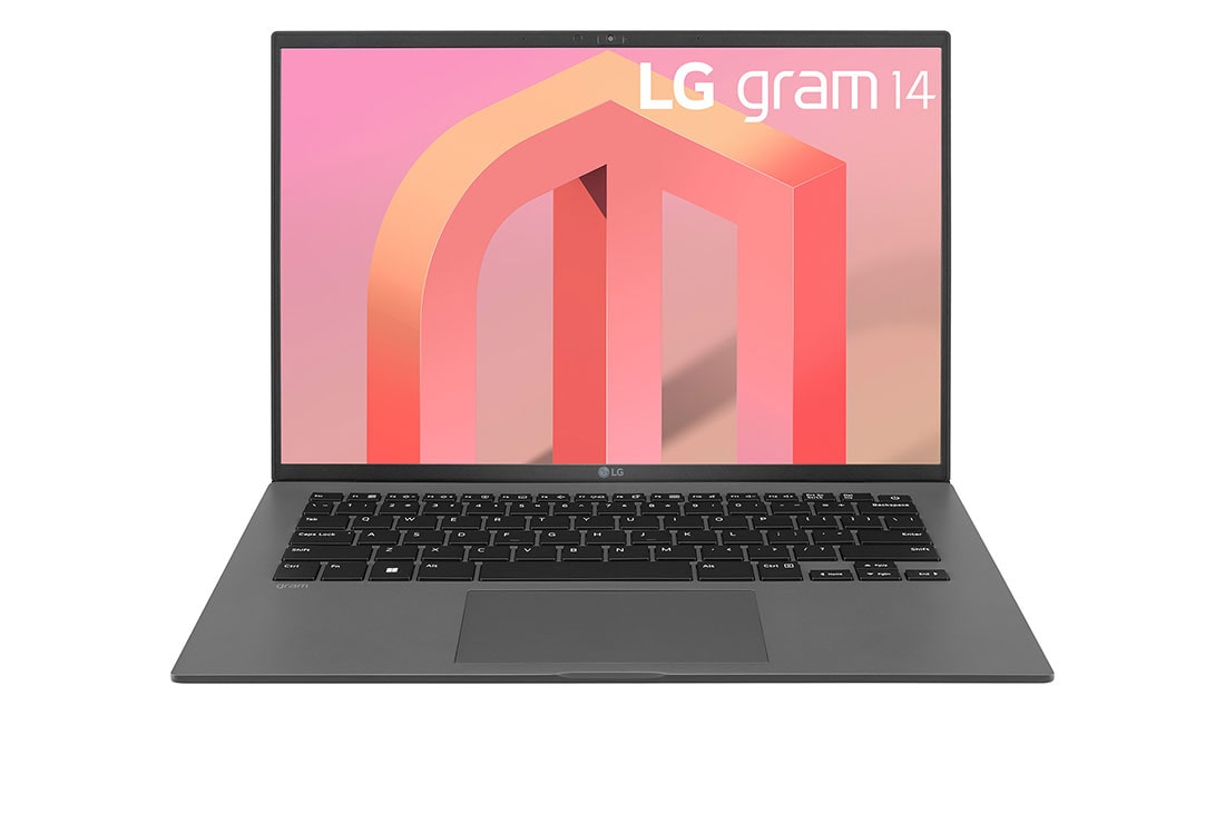 LG gram de 14” ultra-ușor cu 16:10 IPS afișaj anti-reflex și procesor Intel® Evo de a 12-a generație, Vedere frontală cu tastatură, 14Z90Q-G, thumbnail 2
