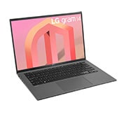 LG gram de 14” ultra-ușor cu 16:10 IPS afișaj anti-reflex și procesor Intel® Evo de a 12-a generație, Vedere laterală la -30 de grade cu capacul deschis, 14Z90Q-G, thumbnail 3