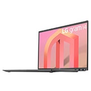 LG gram de 14” ultra-ușor cu 16:10 IPS afișaj anti-reflex și procesor Intel® Evo de a 12-a generație, Vedere laterală la +45 de grade cu capacul deschis, 14Z90Q-G, thumbnail 7