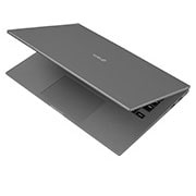 LG gram de 14” ultra-ușor cu 16:10 IPS afișaj anti-reflex și procesor Intel® Evo de a 12-a generație, Vedere laterală la -30 de grade cu capacul pe jumătate deschis, 14Z90Q-G, thumbnail 9