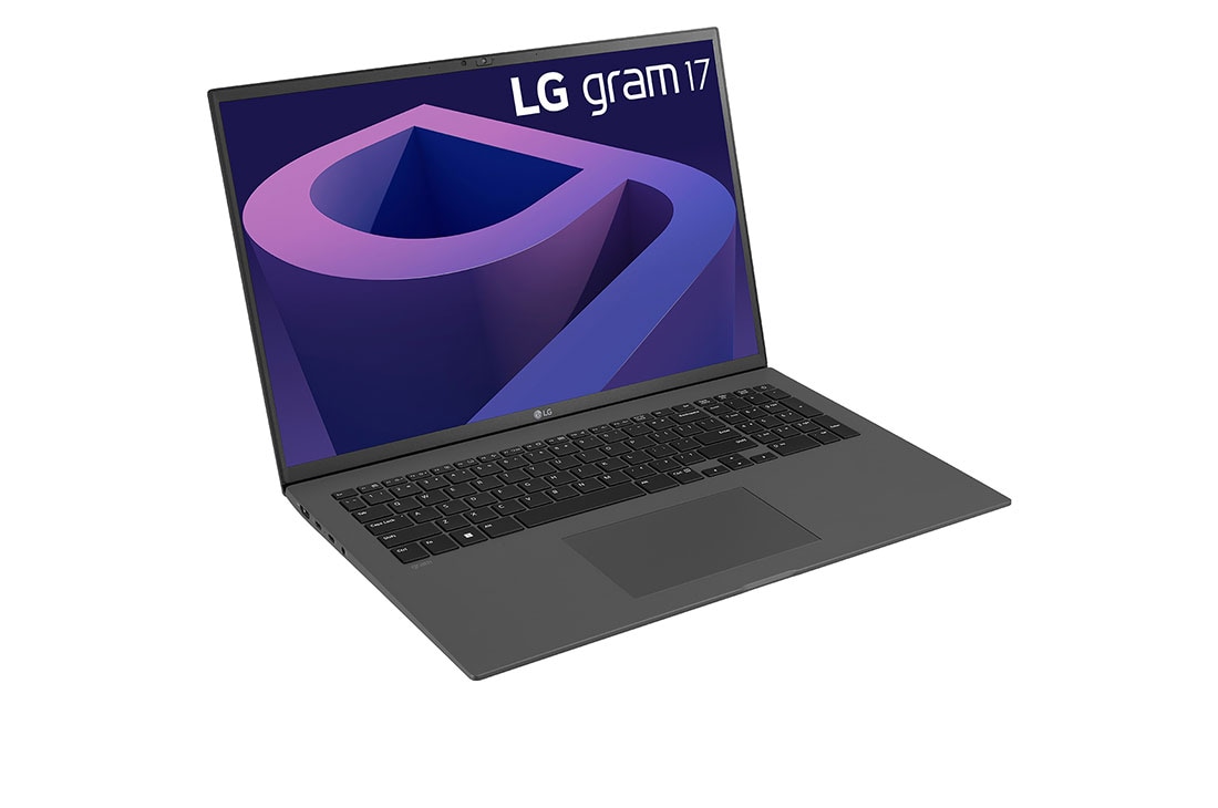 LG gram de 17” ultra-ușor cu 16:10 IPS afișaj anti-reflex și procesor Intel® Evo de a 12-a generație, Vedere laterală la -30 de grade cu capacul deschis, 17Z90Q-G.AD78H1, thumbnail 3