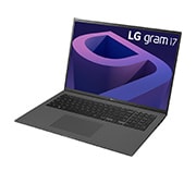 LG gram de 17” ultra-ușor cu 16:10 IPS afișaj anti-reflex și procesor Intel® Evo de a 12-a generație, Vedere laterală la -30 de grade cu capacul deschis, 17Z90Q-G.AD78H1, thumbnail 4