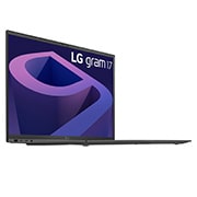 LG gram de 17” ultra-ușor cu 16:10 IPS afișaj anti-reflex și procesor Intel® Evo de a 12-a generație, Vedere laterală la +45 de grade cu capacul deschis, 17Z90Q-G.AD78H1, thumbnail 6